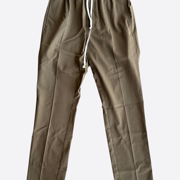Rick Owens Beige Drawstring Slim Pants - Picture 1 of 5